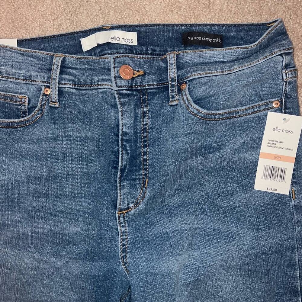 New Ella Moss Ariana High Rise Skinny Ankle Raw Hem Jeans size 6/28 - Picture 3 of 7